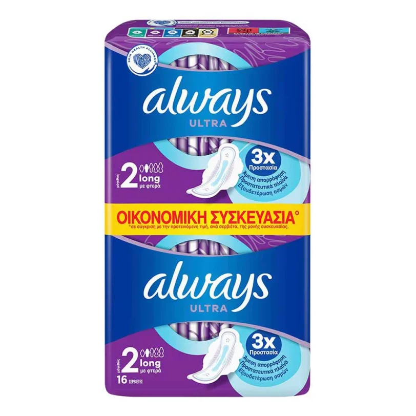 Always Ultra Long Σερβιέτες με Τέλεια Εφαρμογή, 16τεμ