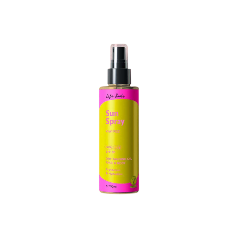 Life Roots Vegan Sun Kiwi Fizz Dry Tanning Oil Αντηλιακό Λάδι Προσώπου και Σώματος SPF30 σε Spray 150ml