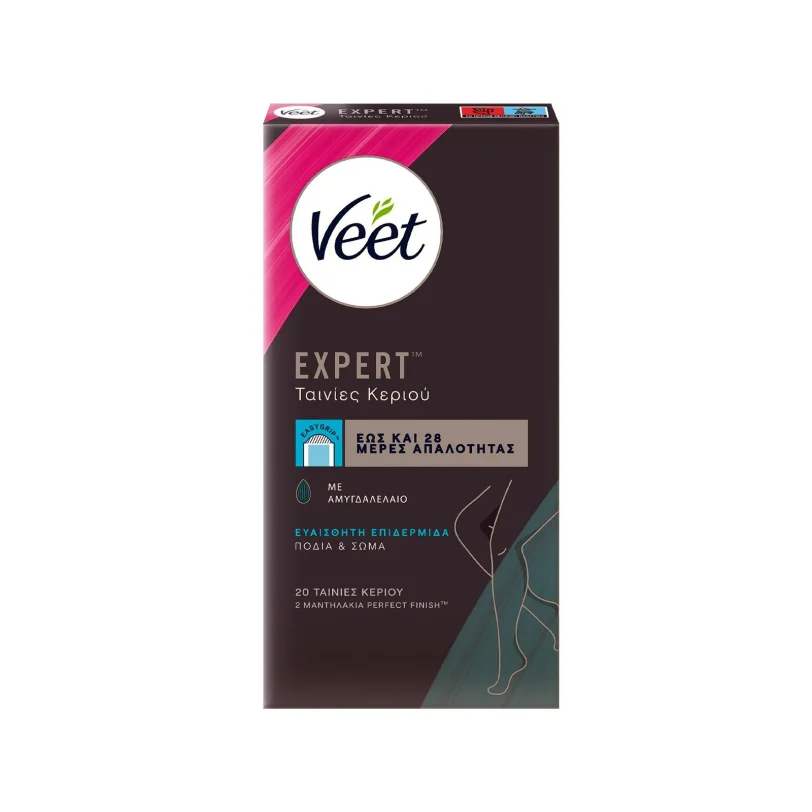 Veet Easy-Gel Ταινίες Αποτρίχωσης Ποδιών Κρύο Κερί για Ευαίσθητες Επιδερμίδες, 20τεμ
