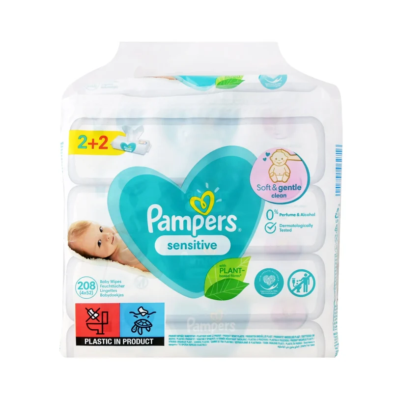 Pampers Sensitive Μωρομάντηλα 52τμχ 2+2 Δώρο