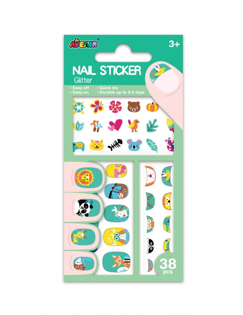 NAIL STICKER-ANIMALS - GLITTER 38PCS