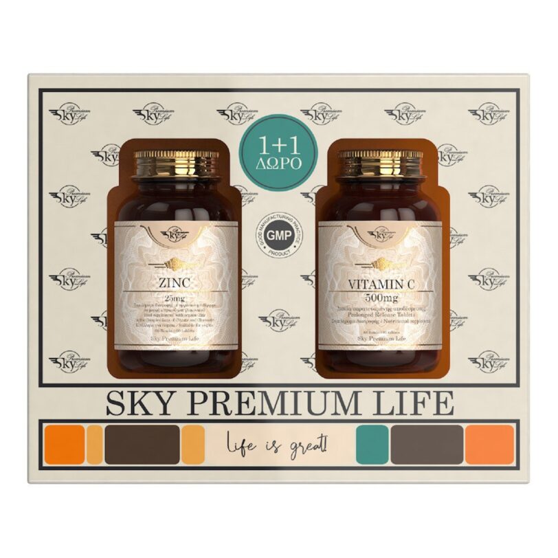 Sky Premium Life Zinc 25mg 60tabs & Δώρο Vitamin C 500mg 60tabs