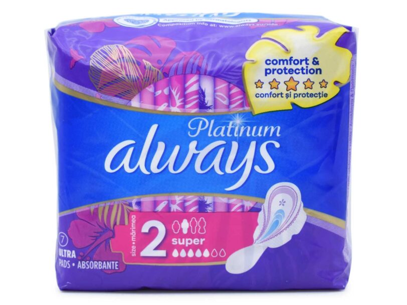 Always Ultra Platinum Ultra Super Plus Size 2 Σερβιετάκια με Φτερά, 7pcs
