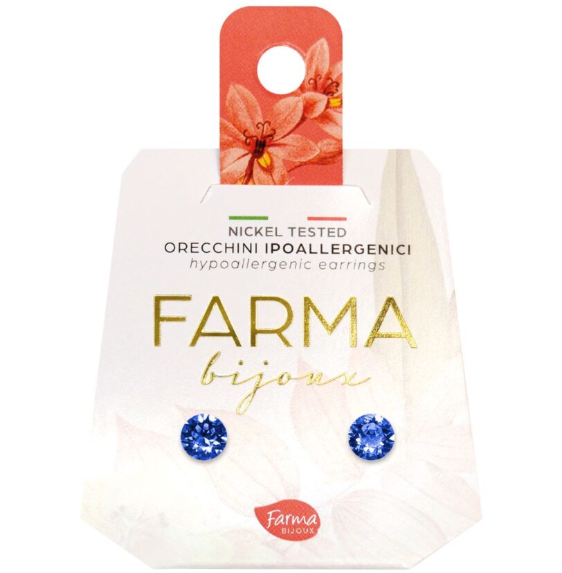 Farma Bijoux Υποαλλεργικά Σκουλαρίκια Κρύσταλλα Μπλέ 5,3mm (BE64C12)