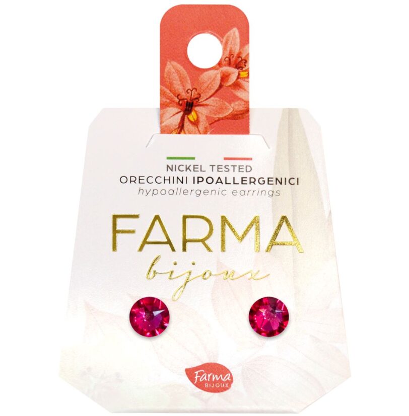 Farma Bijoux Υποαλλεργικά Σκουλαρίκια Κρύσταλλα Φούξια 5mm (BE58C38)