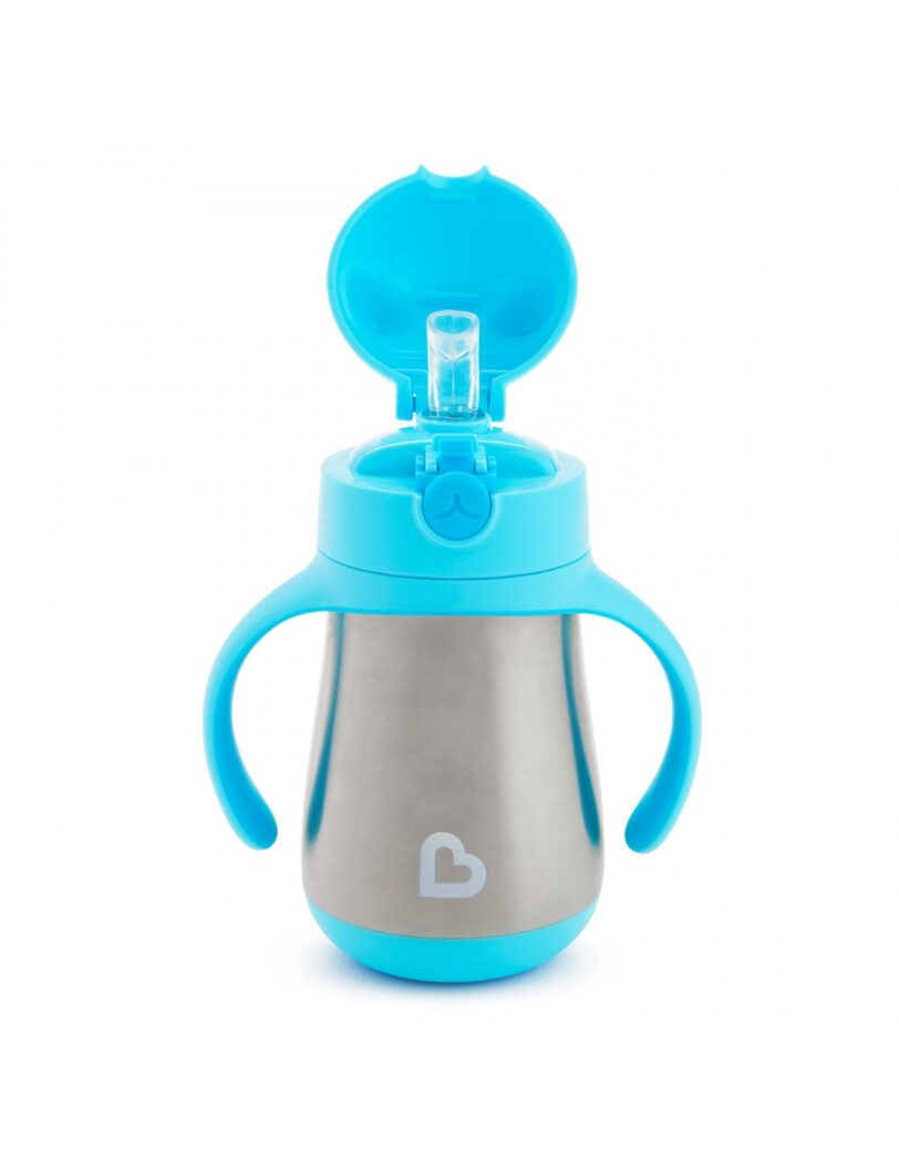 Munchkin Cool Cat Stainless Steel Straw Cup Aνοξείδωτο Θερμός, μπλε χρώμα 237ml - Image 4