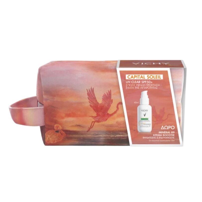 Vichy Summer Pouch 24 με Capital Soleil UV-Clear Αντηλιακό Προσώπου Κατά της Λιπαρότητας SPF50+, 40ml & Δώρο Mineral 89 Κρέμα Βοοster Ενυδάτωσης, 15ml & Συλλεκτικό Τσαντάκι, 1σετ - Image 2