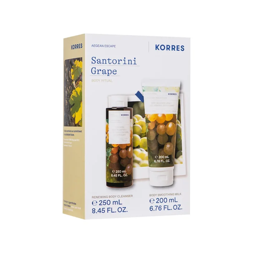Korres Promo Santorini Grape Rewening Body Cleanser, 250ml & Body Smoothing Milk, 200ml