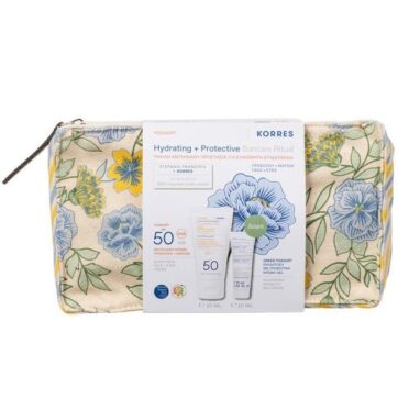 Korres Hydrating & Protective Suncare Ritual με Yoghurt Αντηλιακή Κρέμα Προσώπου & Ματιών SPF 50, 50ml & Δώρο Greek Yoghurt Ενυδάτωση με Προβιοτικά Κρέμα-Gel, 20ml & Νεσεσέρ, 1τεμ, 1σετ