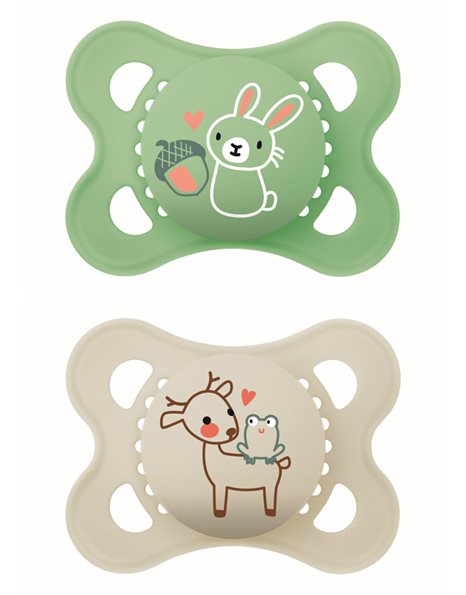 Mam Ορθοδοντικές Πιπίλες Σιλικόνης για 2-6 μηνών Original Χρώμα Πράσινο - Μπεζ Unisex (100SU) 2τμχ