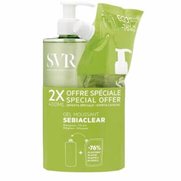 SVR Sebiaclear Gel Moussant Promo Υγρό Καθαριστικό Ζελέ για επιδερμίδες με ατέλειες 2x400ml