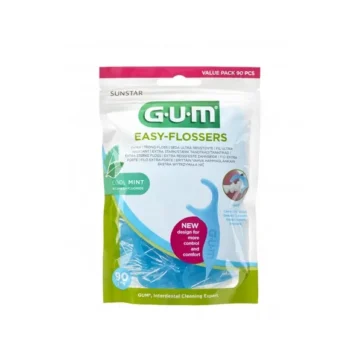 Gum Easy Flossers 890 Οδοντικό Νήμα σε Διχάλες Cool Mint Ελαφρώς Κερωμένο, 90 τεμάχια