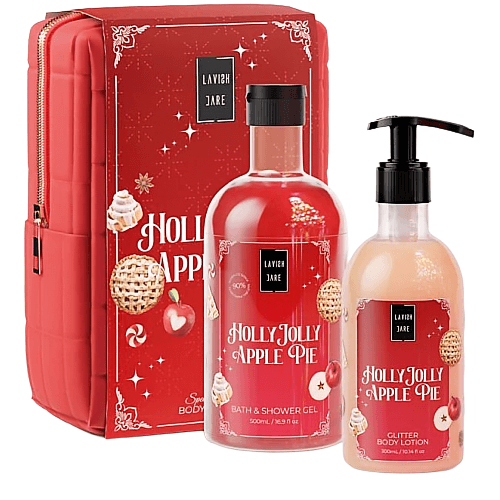 Lavish Care Holly Jolly Apple Pie Νεσεσέρ με Shower Gel 500ml & Glitter Body Cream 300ml (μήλο, κανέλα & καραμέλα)