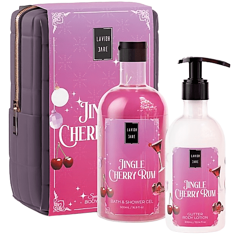 Lavish Care Jingle Cherry Rum Νεσεσέρ με Shower Gel 500ml & Glitter Body Cream 300ml (ρούμι, αμαρέτο & κεράσι)