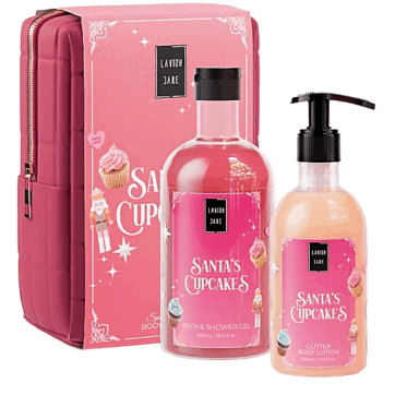 Lavish Care Santa’s Cupcakes Νεσεσέρ με Shower Gel 500ml & Glitter Body Cream 300ml (πούδρα, καρύδα & καραμέλα)