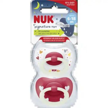 Nuk Signature Night Πιπίλα Σιλικόνης με Θήκη 6-18 Μηνών, 2τεμ