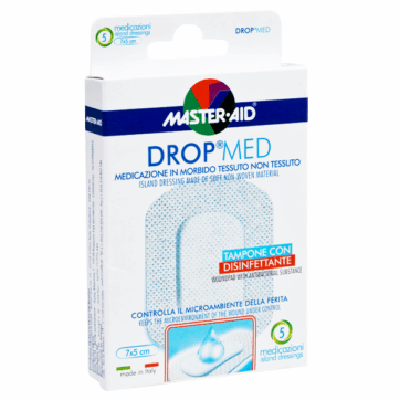 Masteraid Drop Med Αυτοκόλλητες Αντικολλητικές Γάζες 5x7cm (4,2x2,6), 5 τεμάχια