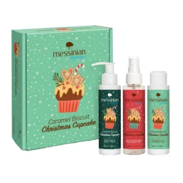 Messinian Spa Promo Caramel-Biscuit Xmas Cupcake Box 3 - Shower Gel Αφρόλουτρο 100ml & Body Milk 100ml & Hair & Body Mist 100ml