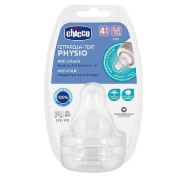 Chicco Physio Teat Anti-Colic Θηλή Σιλικόνης Γρήγορης Ροής 4m+, 2 τεμάχια