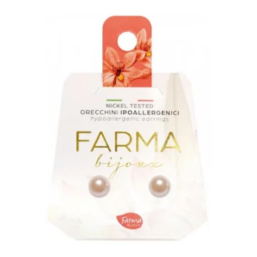 Farma Bijoux Perla 6mm Cream Rose Υποαλλεργικά Σκουλαρίκια Χωρίς Νικέλιο Καρφωτά Πέρλα Κρεμ (BEP6C42) 6mm