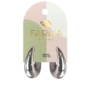 Farma Bijoux Υποαλλεργικά Σκουλαρίκια Κρίκοι Ασημί Οβάλ 30x25mm (BEWOW05)