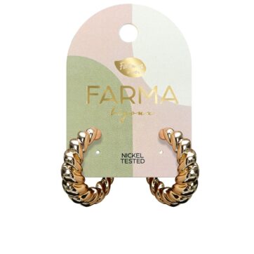 Farma Bijoux Υποαλλεργικά Σκουλαρίκια Κρίκοι Χρυσοί Ανάγλυφοι 27mm (BEWOW06)Beauty Hoops