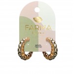 Farma Bijoux Υποαλλεργικά Σκουλαρίκια Κρίκοι Χρυσοί Ανάγλυφοι 27mm (BEWOW06)Beauty Hoops - Image 2