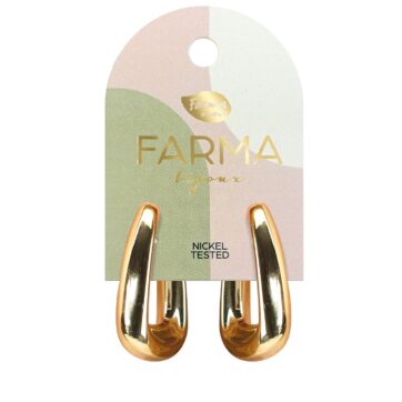 Farma Bijoux Υποαλλεργικά Σκουλαρίκια Οβάλ Χρυσοί Κρίκοι 34mm (BEWOW16)