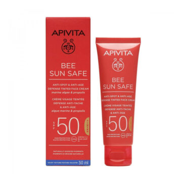 Apivita Bee Sun Safe Tinted Κρέμα Προσώπου κατά των Πανάδων & των Ρυτίδων με Χρώμα  SPF50, 50ml