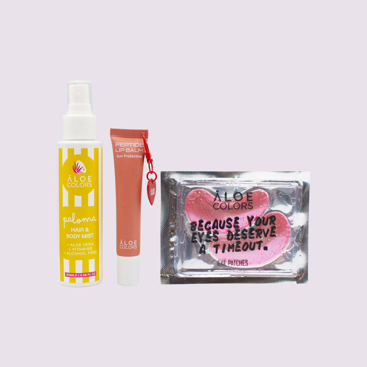 Aloe Colors Cosmetic Bag Paloma Promo με Paloma Mist για Σώμα & Μαλλιά, 100ml, Peptide Lip Balm για Προστασία των Χειλιών από τον Ήλιο, 5ml, Επιθέματα Ματιών για Ενυδάτωση, 1ζευγάρι & Νεσεσερ, 1τεμ, 1σετ - Image 3