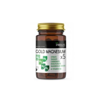 Inoplus Gold Magnesium x5 για την Καλή Λειτουργία των Μυών & του Νευρικού Συστήματος, 30 Δισκία
