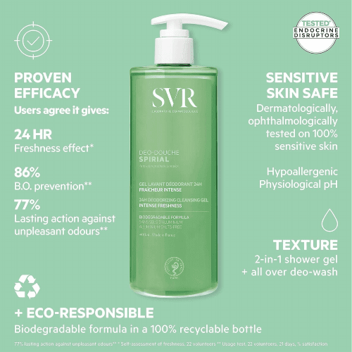 SVR Spirial Gel Lavant Deodorant 24h Promo Αποσμητικό Αφρόλουτρο 400ml & Δώρο Refill 400ml - Image 3