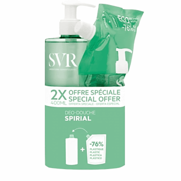SVR Spirial Gel Lavant Deodorant 24h Promo Αποσμητικό Αφρόλουτρο 400ml & Δώρο Refill 400ml