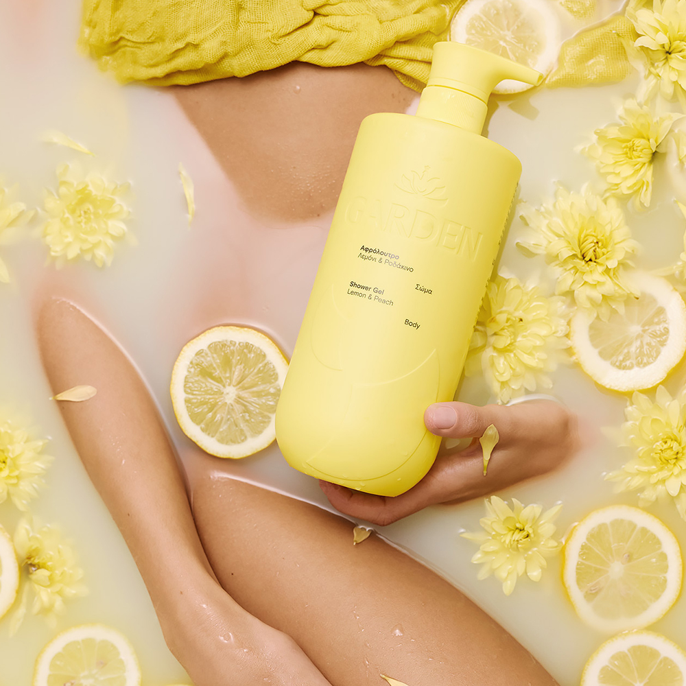 Garden Shower Gel Lemon & Peach, 1000ml Αφρόλουτρο Λεμόνι και Ροδάκινο - Image 3