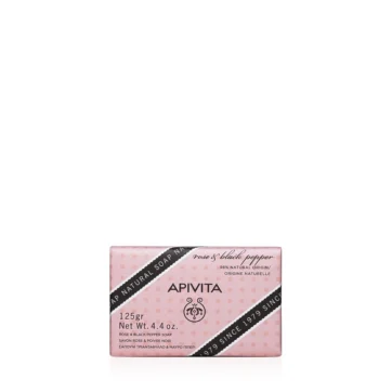 Apivita Natural Soap Σαπούνι με Τριαντάφυλλο & Μαύρο Πιπέρι για Τοπικό πάχος & κυτταρίτιδα 125gr