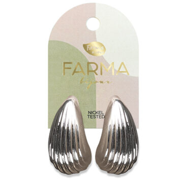 Farma Bijoux Υποαλλεργικά Σκουλαρίκια Ριγέ Σταγόνα Silver 30mm (BEWOW19)