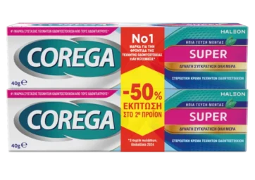 Corega Promo Super Κρέμα για Τεχνητή Οδοντοστοιχία με Γεύση Μέντα 2 x 40g