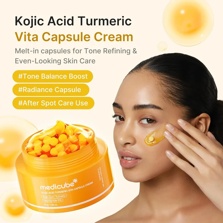 Medicube Kojic Acid Turmeric Vita Capsule Cream – Κρέμα Προσώπου με Kojic Acid, Κουρκουμά & Βιταμίνη C για Δυσχρωμίες και Λάμψη - Image 4