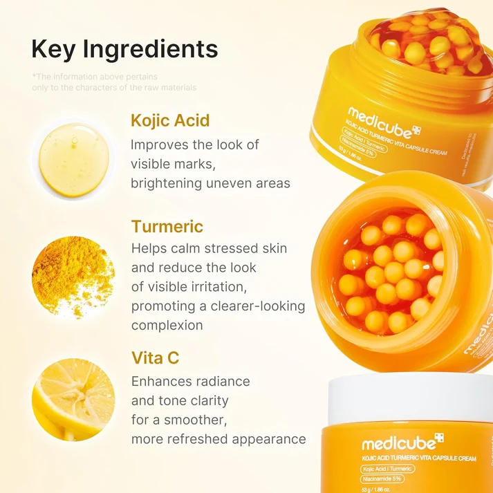 Medicube Kojic Acid Turmeric Vita Capsule Cream – Κρέμα Προσώπου με Kojic Acid, Κουρκουμά & Βιταμίνη C για Δυσχρωμίες και Λάμψη - Image 5