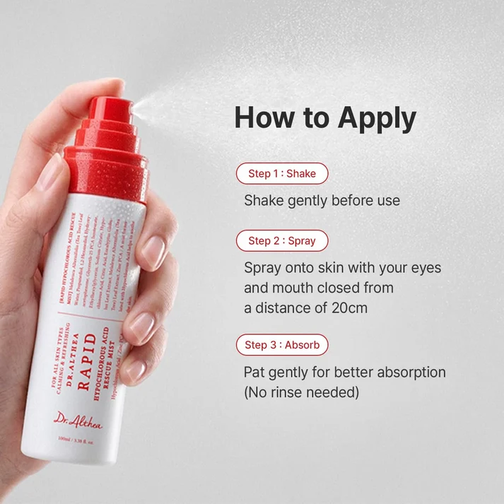 Dr. Althea Rapid Hypochlorous Acid Rescue Mist – Καταπραϋντικό Mist Προσώπου με Υποχλωριώδες Οξύ, Τονωτική Λοσιόν, 100 ml - Image 2
