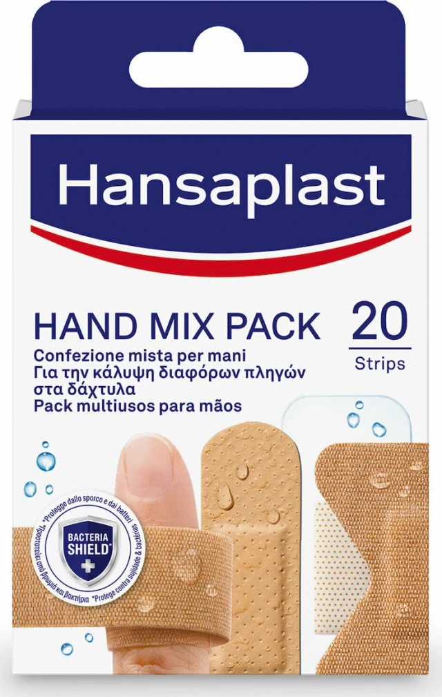 Hansaplast Hand Pack Mix Πακέτο Επιθεμάτων σε 5 Διαφορετικά Μεγέθη, 20τεμ