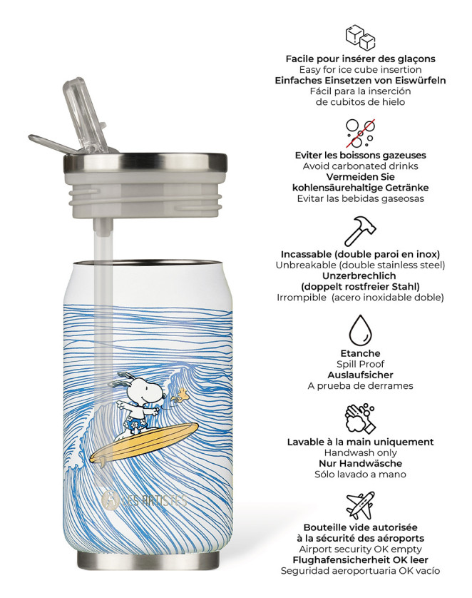 Les Artistes Insulated Can Surfing Snoopy - Ανοξείδωτο Παγούρι / Θερμός, 280ml - Image 2