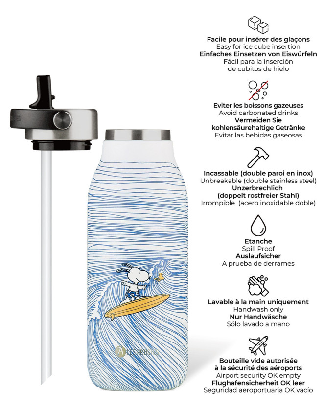 Les Artistes Paris Insulated Bottle 2.0 Surfing Snoopy 1lt - Image 3