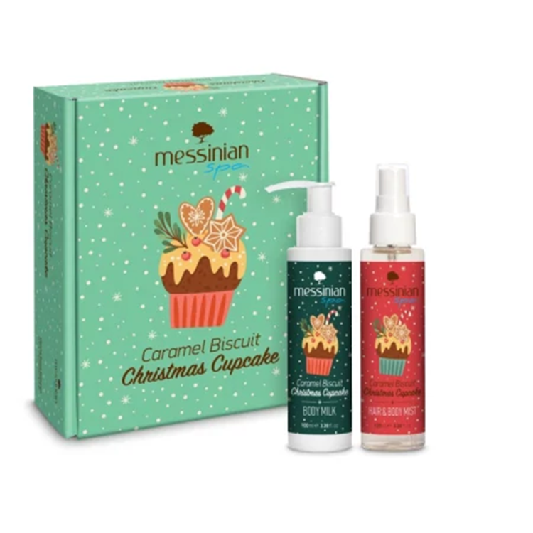 Messinian Spa Χριστουγεννιάτικο Δώρο - Caramel Biscuit Christmas Cupcake (Body Milk 100ml + Hair & Body Mist 100ml)