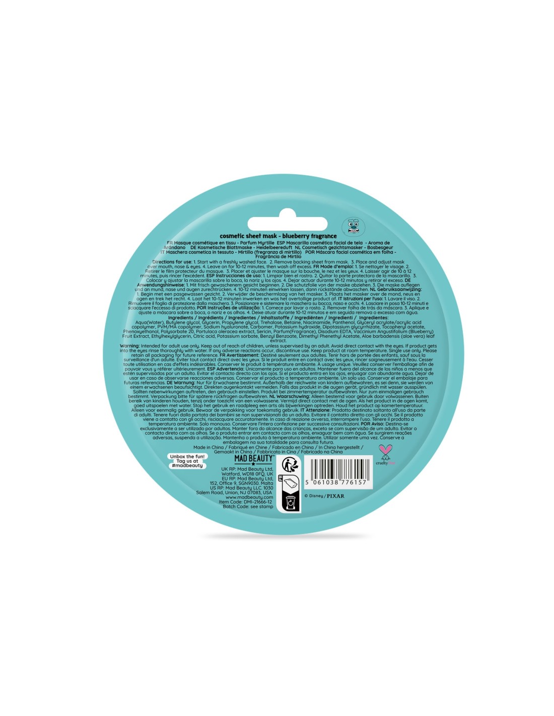 Mad Beauty Monsters Inc Cosmetic Sheet Face Mask - Sulley - Image 3
